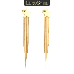 LUXUSTEEL Star Tassel Chain Drop Earrings For Women/Girl Gold Color Bohemia Jewelry Stainless Steel Earring Fashion Jewelry Gift
