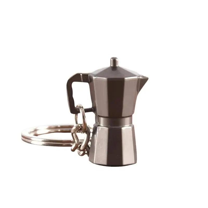 1 Stück Kreativer Barista-Schlüsselanhänger Kaffeemaschine Moka-Kanne Schlüsselring Anhänger Schlüsselhalter für Kaffeeliebhaber – Detail 6