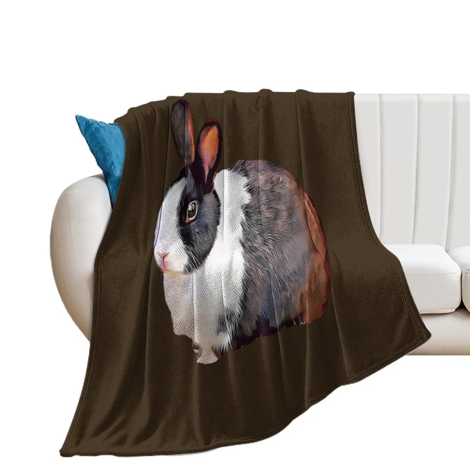 Adorable Black and White Chubby Dutch Rabbit Throw Blanket Extra Large Throw bed plaid Blankets