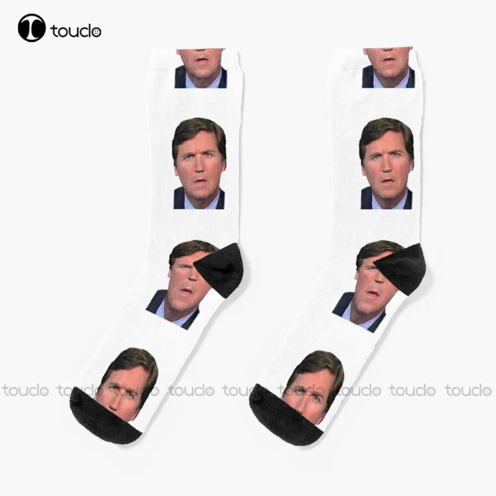 Tucker Carlson’S Bruh Face Socks Black Socks For Women 360° Digital Print Personalized Custom Unisex Adult Teen Youth Socks Art