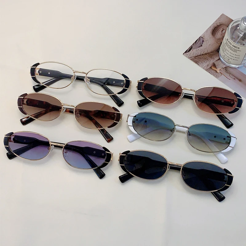 GM LUMIAS خمر البيضاوي النظارات الشمسية الجديدة في أنيق متعدد الألوان ظلال عادية المرأة العصرية العلامة التجارية تصميم ديكور خارجي نظارات شمسية #5