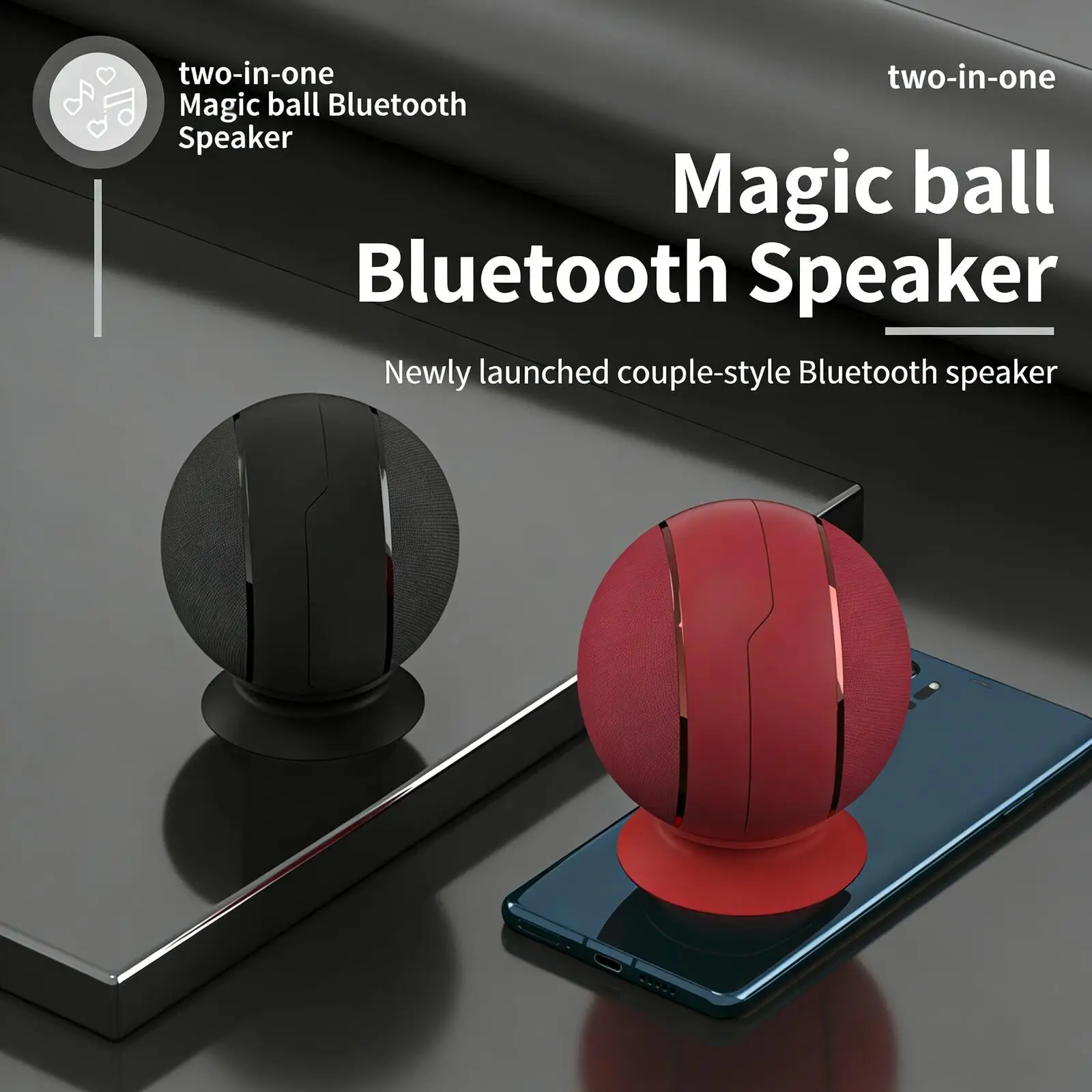 

Magnetic Detachable 2-in-1 Bluetooth Speaker AUX Subwoofer Stereo Long Battery Life Portable Mini for Desktop Home Decor Gift
