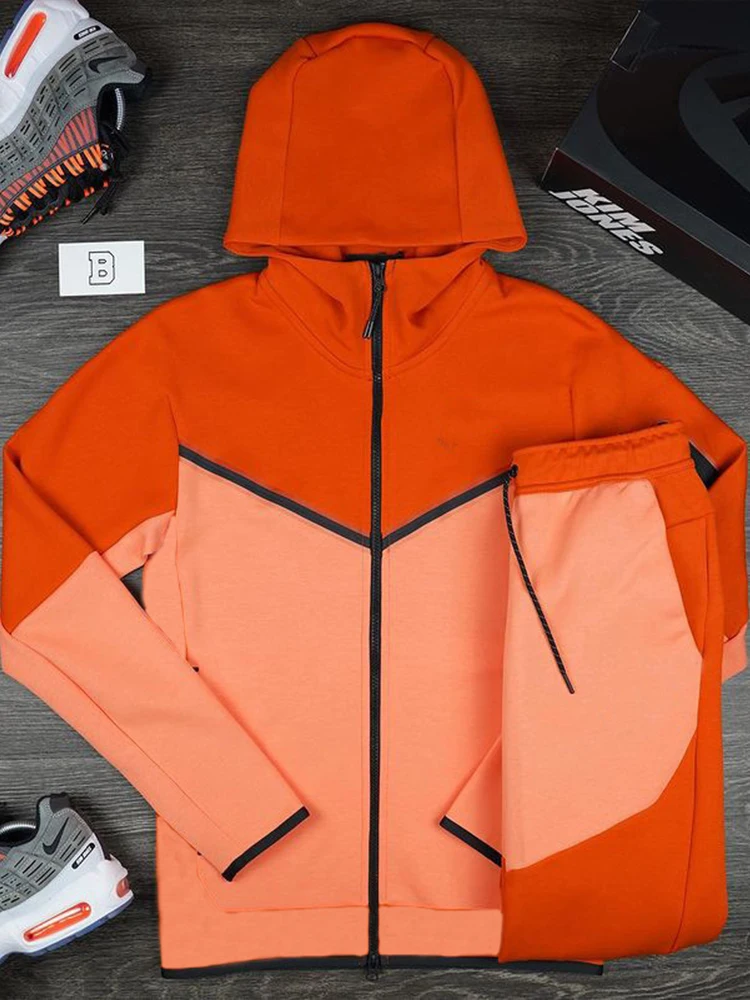 

Модная повседневная мужская одежда в Европе и США. Весенне-осенняя спортивная толстовка с капюшоном соответствующего цвета. Спортивные два бутиковых комплекта 1.