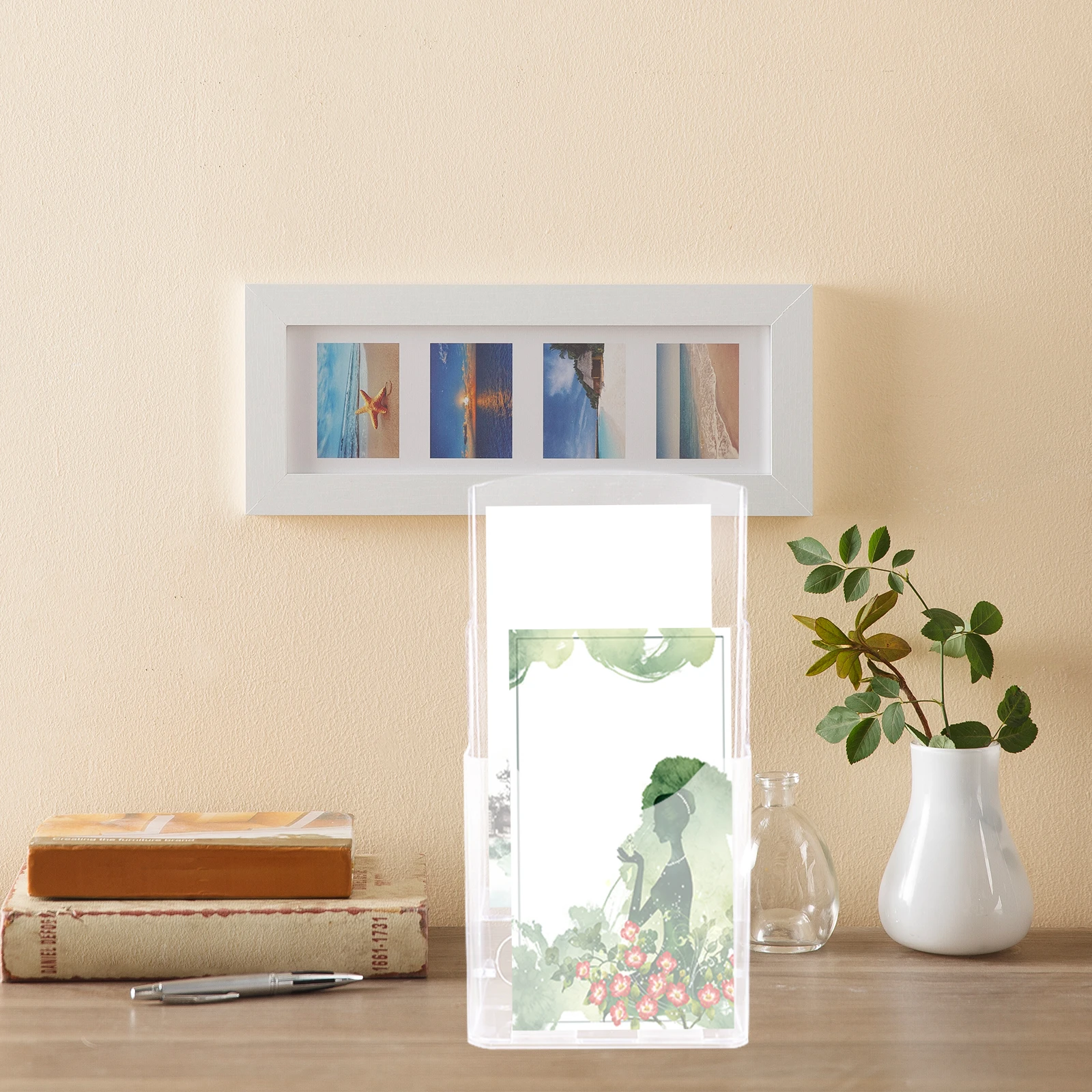 Business Card Holder Desktop Organizer Stand for Business Cards and Brochures Clear Plastic Name Card Display Rack Storage