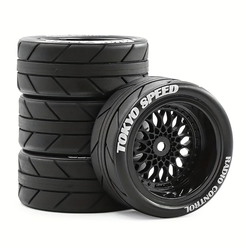 4pcs 65mm 1/10 RC Drift Tires Wheels for Tamiya TT02 XV01 WRC On-Road Racing Flat Run