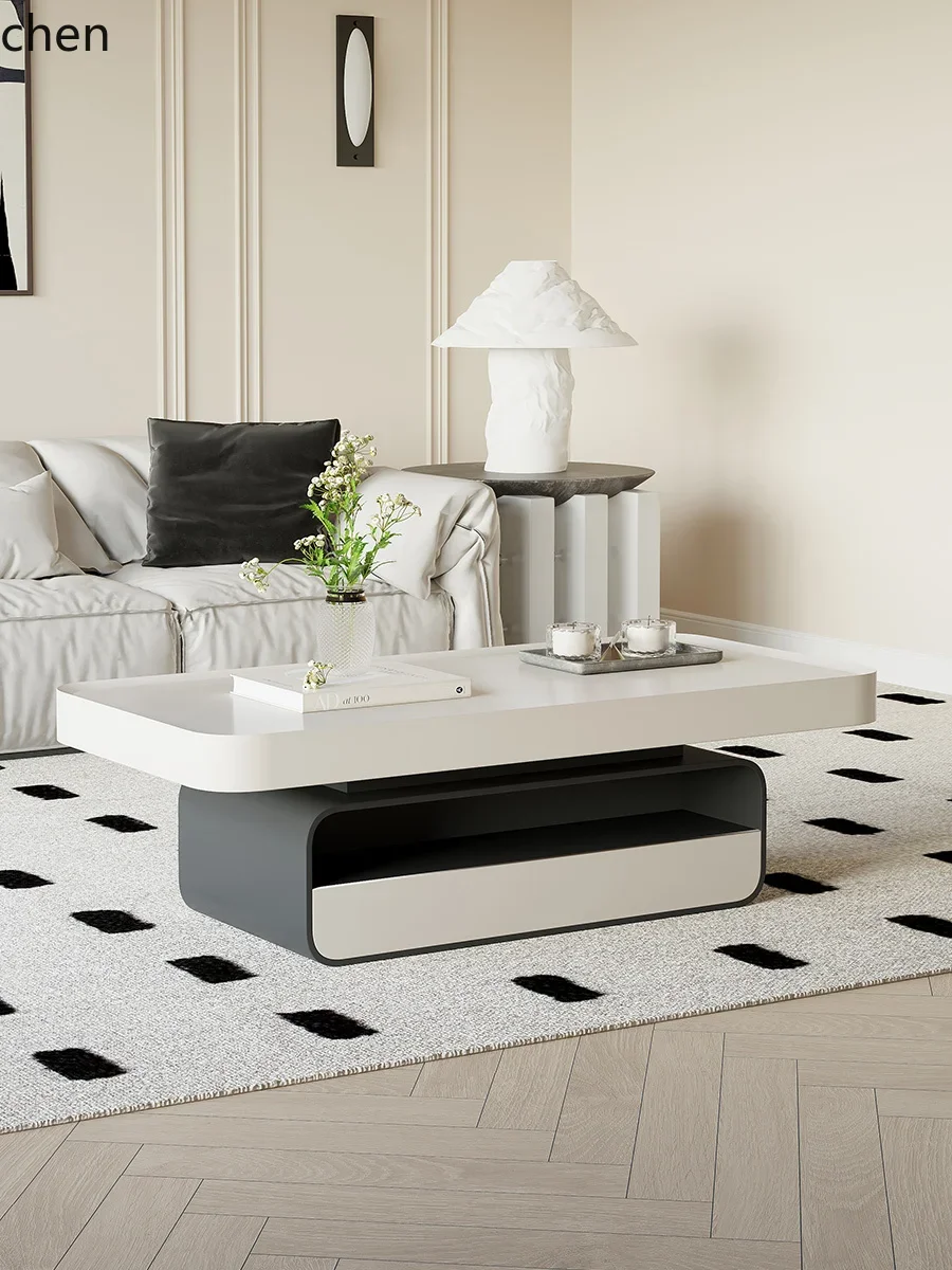 

H5.26 modern simple coffee table living room household small apartment rock slab solid wood paint coffee table
