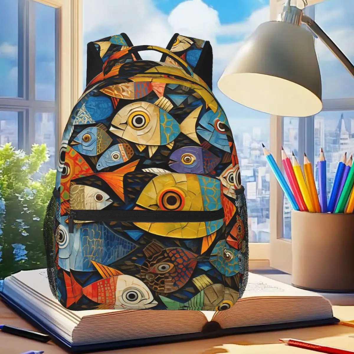 

Cartoon Abstract Fish Variety Illustrated Catalog Backpack Student Boys Girls BookBag Children School Bag Laptop Shoulder Bags