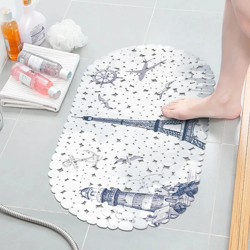 Anti-Slip PVC 20/Color Bathtub Bath Mat With Sucker Drain Holes Cute Kid\'s Bathroom Carpet Shower Mat Soft Massage Pad 69x35cm