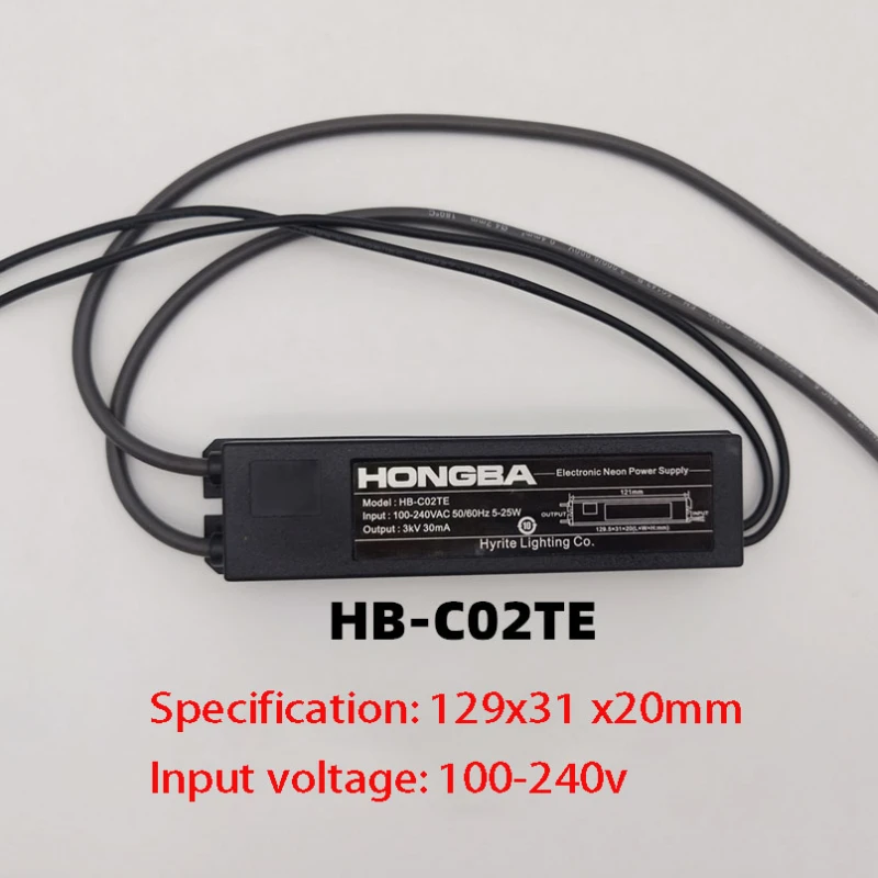 Neon Electronic Transformer HB-C02TE High Frequency and High Voltage 3kV Ballast 100-240V Power Supply