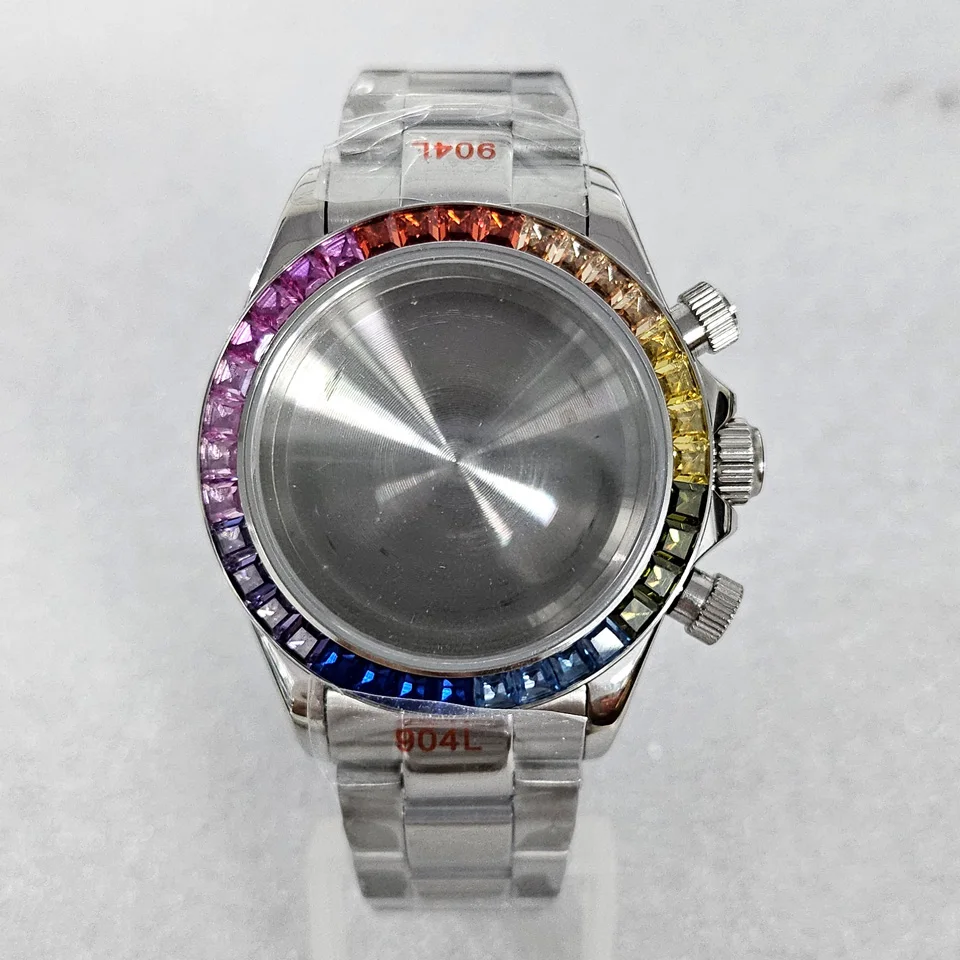 حافظة ساعة من الفولاذ المقاوم للصدأ 39 ملم + حزام مناسب لملحقات ساعة VK63 المعدلة لحركة الكوارتز VK63