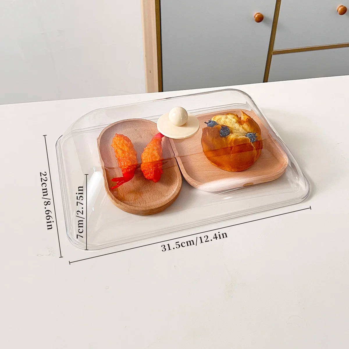 WORTHBUY Herbruikbare Plastic Voedselafdekking Helder Stofdicht Insectenvoedsel Vershouddeksel Beschermdeksel Keukenopslagaccessoires