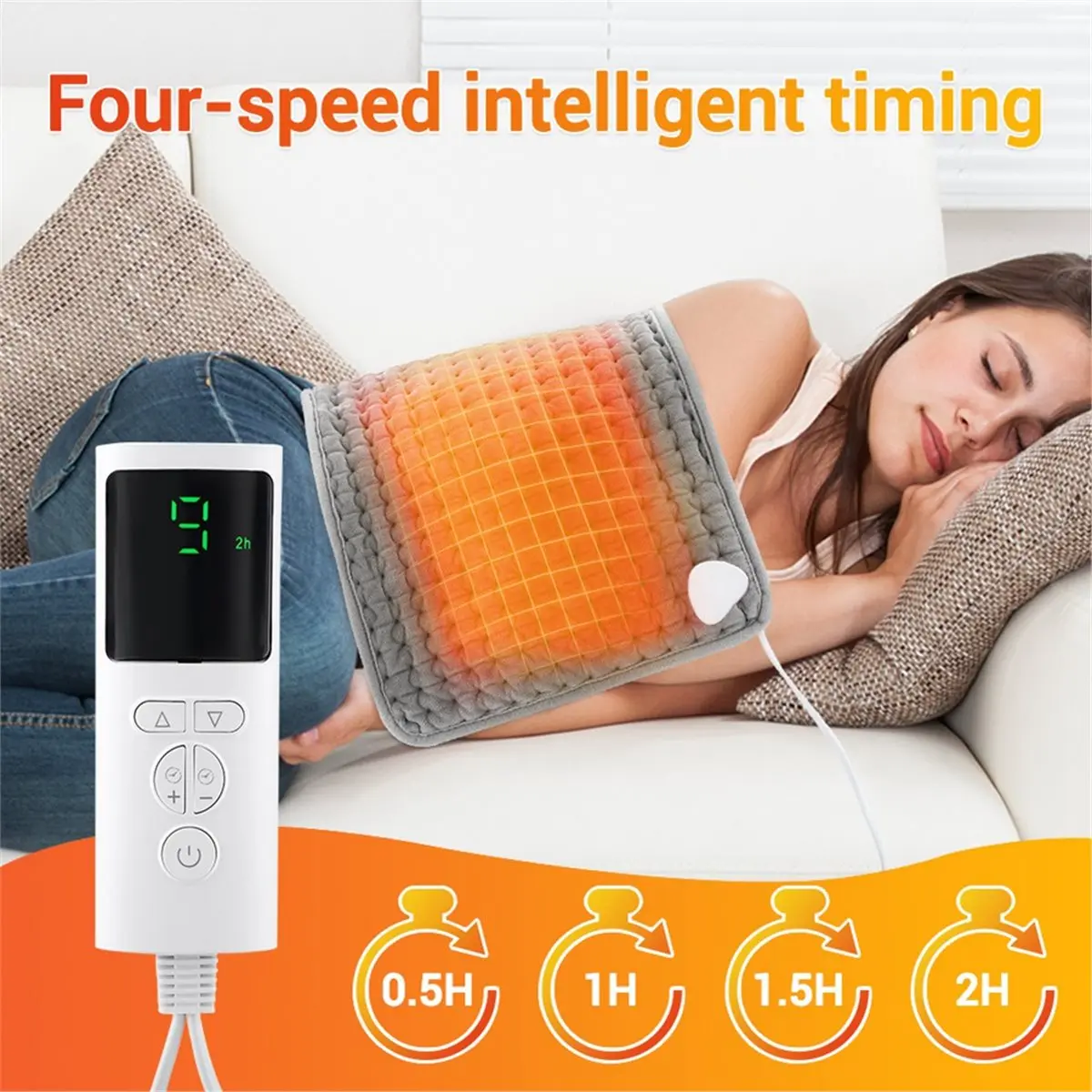 (A94Z) Waist Support Heating Pad, Multi-Functional Heating Therapy Waist Belt, 9-Level Adjustable Home Electric Blanket EU Plug
