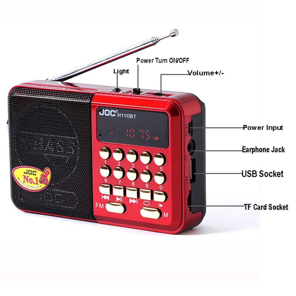 مكبر صوت متوافق مع البلوتوث، مكبرات صوت ستيريو محمولة وراديو FM، مشغل بطاقات USB TF قابلة لإعادة الشحن مع جهاز استقبال ستيريو FM #4