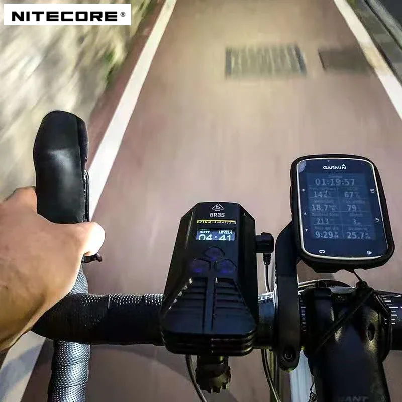 Imagem -05 - Nitecore-luz de Bicicleta Recarregável com Interruptor Remoto Luz de Bicicleta Feixe de Distância Dupla Display Oled Br35 1800lumens