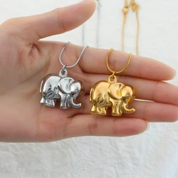 USENSET Stainless Steel Cute Elephant Pendant Unisex High Quality Handmade Metal Waterproof PVD Plated Neck Jewelry