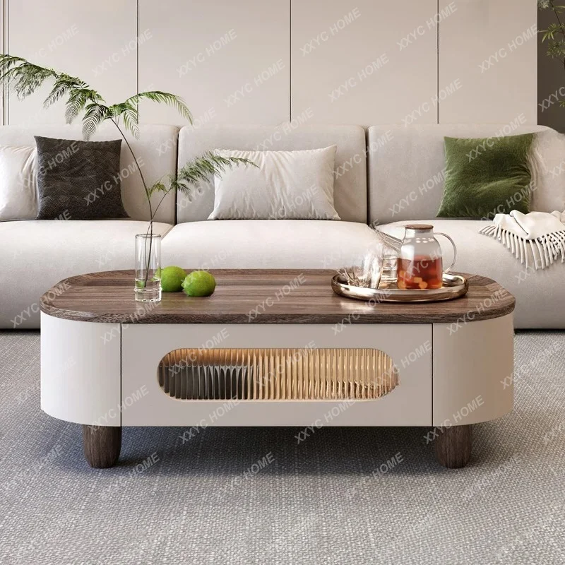 XXGlass Wood Coffee Table Modern Decoration Dinner Service  Coffee Table Storage Minimalist Postmodern Furniture