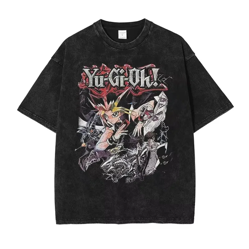 Change of Heart Washed T-shirts Men Women Anime Yu Gi Oh T Shirt Oversized Yugi Muto Tshirt Manga Seto Kaiba Tops Tees Clothing