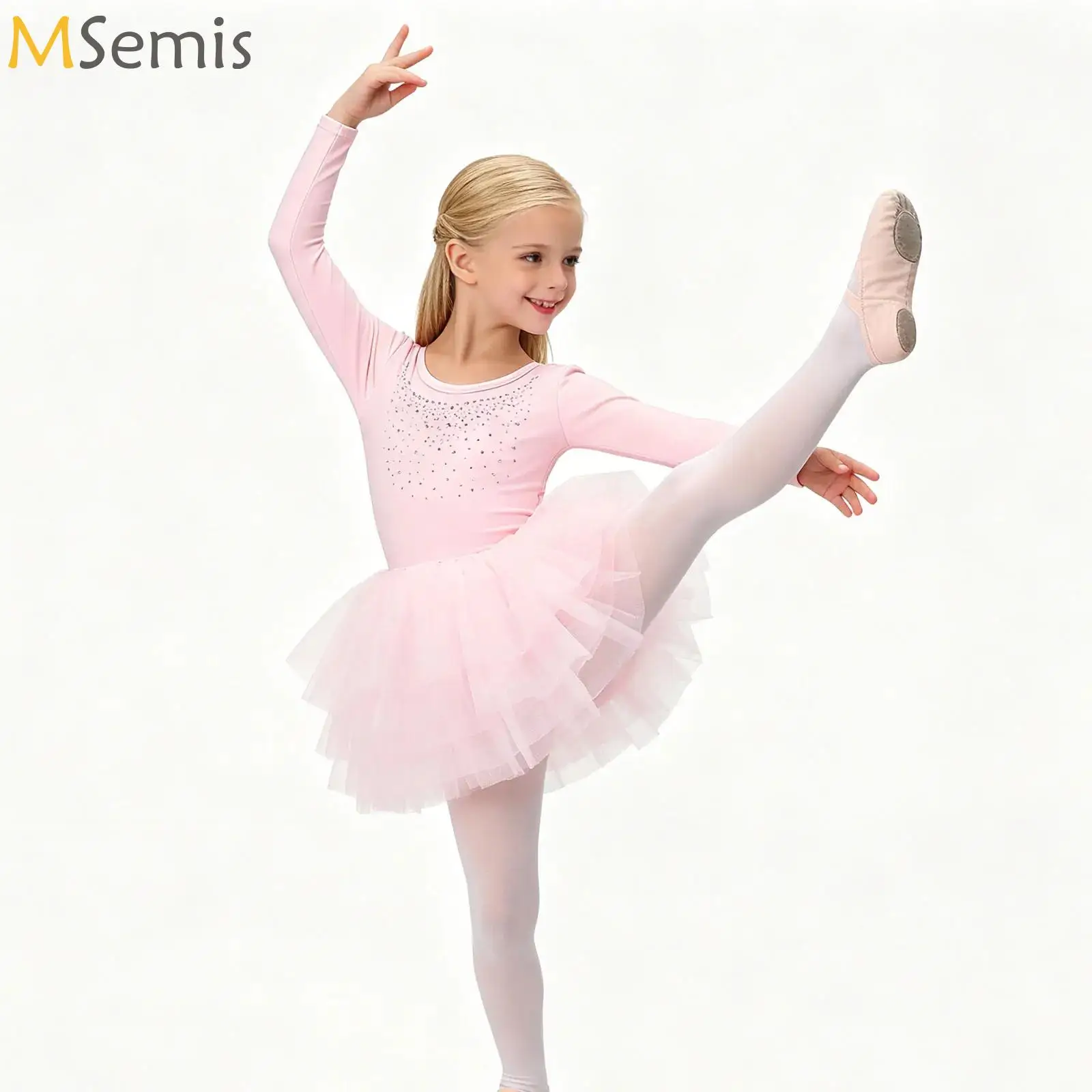 

Girls Ballet Tutu Dress Fashion Kids Dancing Party Long Sleeve Vest Dress Practice Performance Costume Princess Wedding Dresses