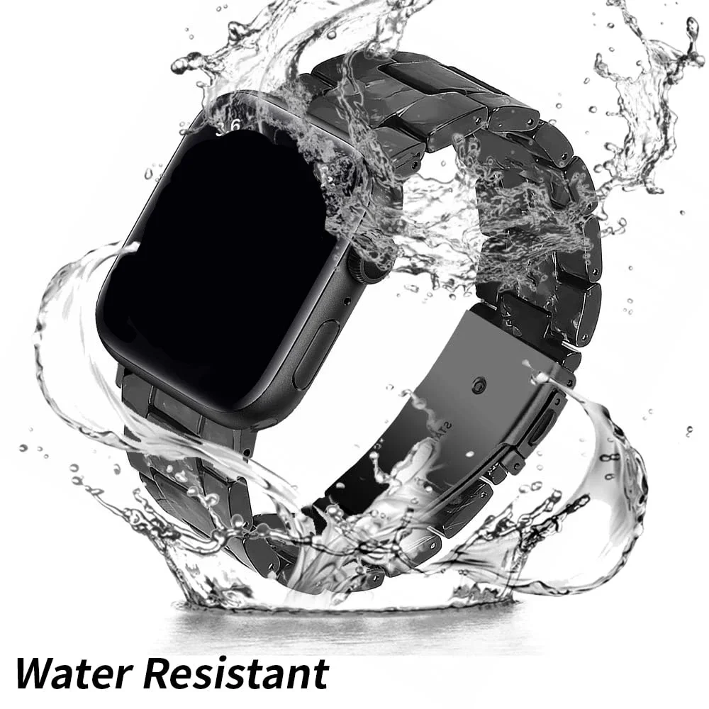 Resin Strap for Apple Watch Ultra Band 46mm 40mm 41mm 42mm 44mm 45mm 49mm Stainless Steel Buckle iwatch Series 9/8/SE/6/5/4/10/7