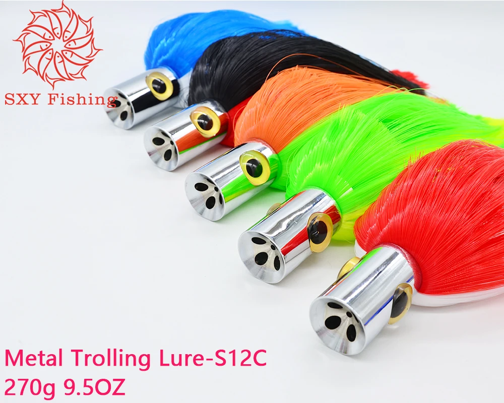 

SXY FISHING Metal Trolling Lure Tuna Lure Deep sea fishing bait Hair bait Big Game Lure DIY Jet head Marlin bait S12C 9.5OZ