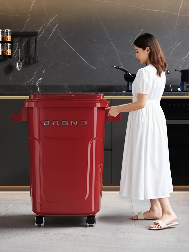 

Кухонная банка, большая емкость, вращающиеся колеса без изгиба, Ba для домашнего использования, новая модель 2025 года, крытая бочка для хранения для дома