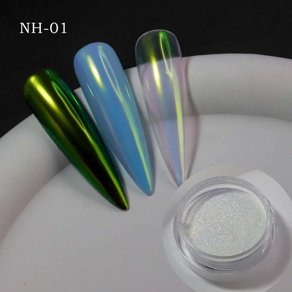 Esmalte holográfico brillante para decoración de uñas, purpurina de neón, pigmento de polvo, polvo de sirena de espejo