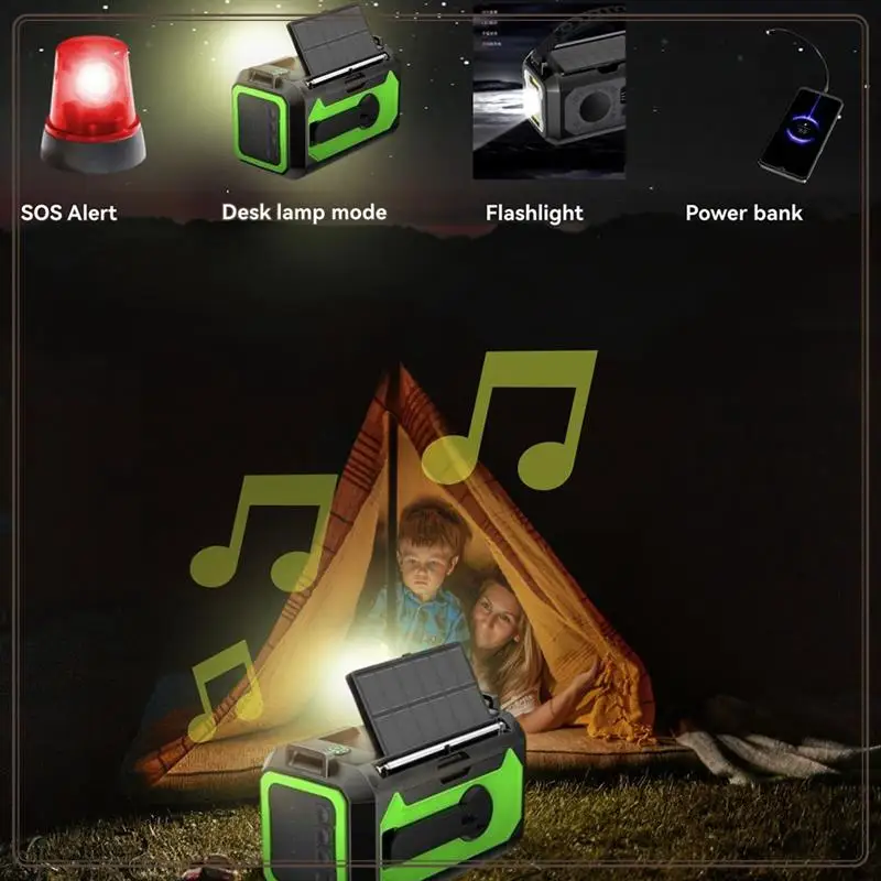 

Reliable-12000Mah Solar Hand Crank Weather Radio AM/FM/NOAA, Emergency SOS Alarm, Reading Lamp For Outdoor Camping,12000Mah Sola