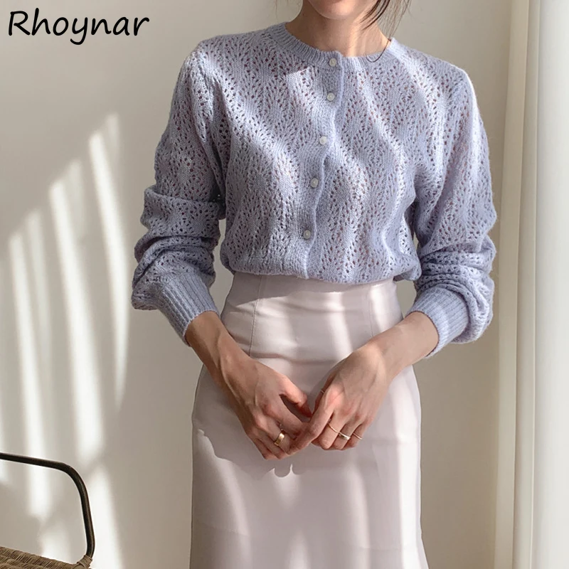 

Cardigan Women Spring Warm Soft Knitting Popular Hollow Out Fashion All-match New Arrival Hot Sale Leisure Korean Style Elegant