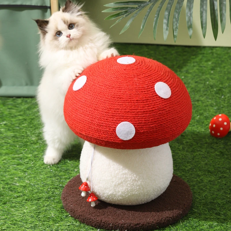 

Mushroom Cat Scratcher Sisal Rope Mushroom kitten Tree With Dangle Mini Mushroom Cat Toys Cute kitten Scratcher Pet Training Toy