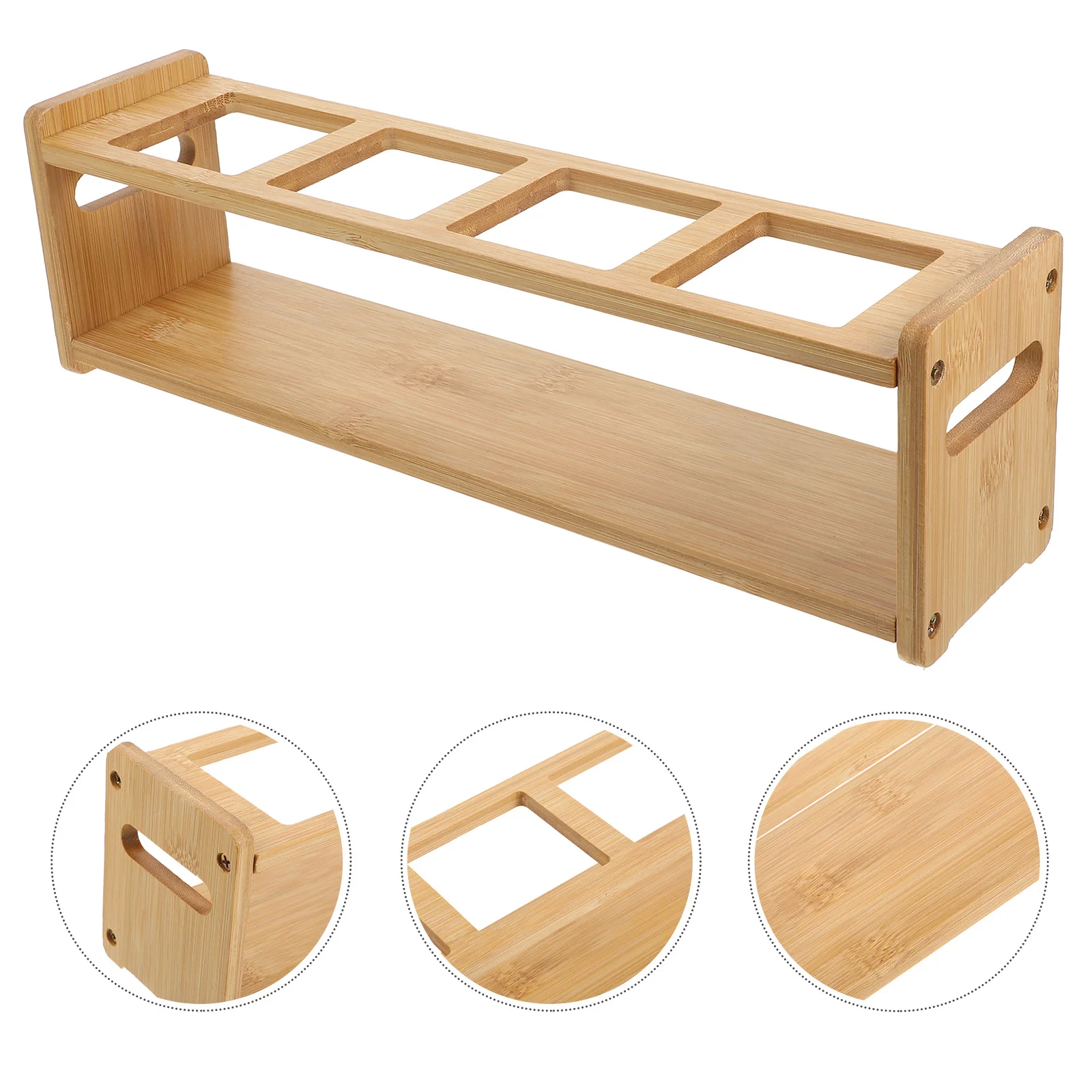 

Wooden Condiment Shelf Spice Rack Kitchen Storage ganizer Oil Bottle Holder Lightweight Lasting Syrup