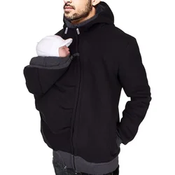 ฤดูใบไม้ร่วงฤดูหนาว Kangaroo Baby Carrier Hooded Hoodies Sweatshirt สําหรับพ่อ Babywearing แจ็คเก็ต Multifunctional Kangaroo เสื้อผ้า