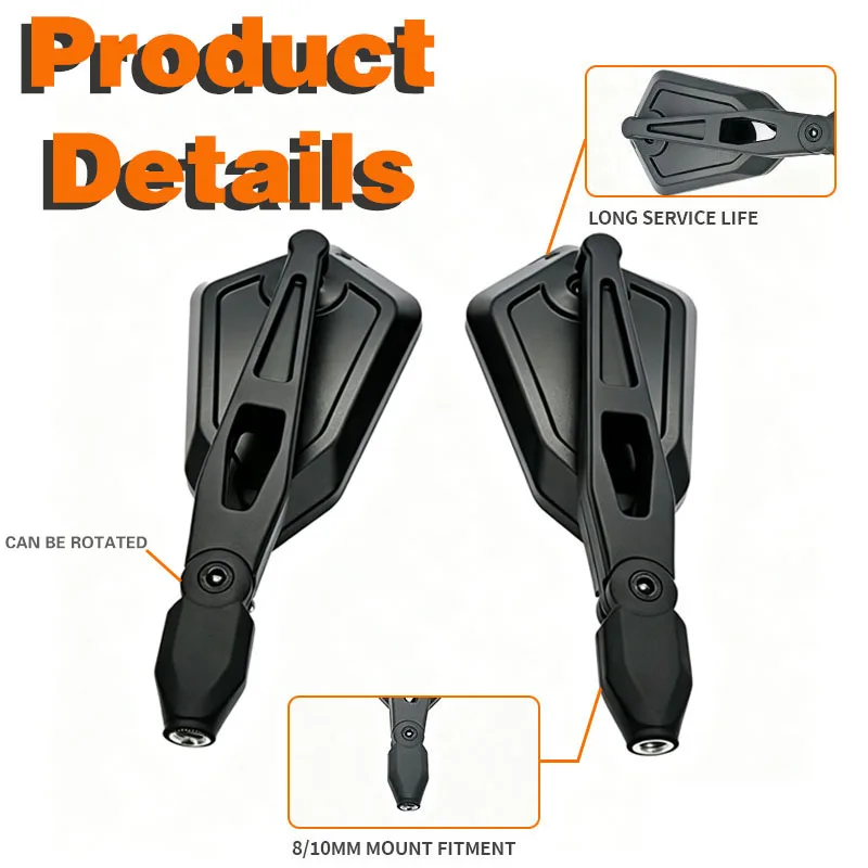 Für Rebel300 Rebel500 MT-03 MT-07 Motorrad-Rückspiegel Universal M8 M10 HD Blendfreier Verstellbarer Seitlicher Rückspiegel – Detail 5