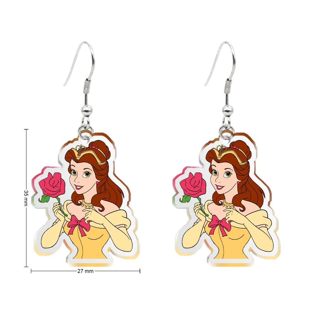 Disney la belle et la bête pendentif boucles d'oreilles Design boucles d'oreilles en acrylique Transparent femmes fille cadeaux bijoux accessoires