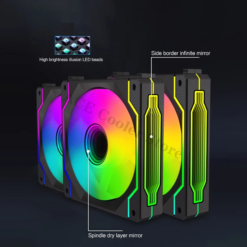 Imagem -03 - Caixa do Computador Rgb Uni Fan Kit 12cm Argb Universal sem Fio Conectado Radiador de Refrigeração de Água Mute Pacote Triplo