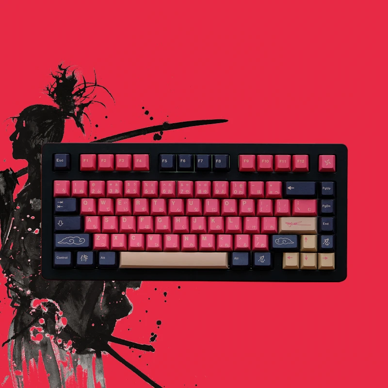 

134 keys/set GMK Red Samurai Keycaps PBT Dye Subbed Key Caps Cherry Profile Keycap For Keychron Q1 Q2 K2 Anne GH60 GK64 Poker