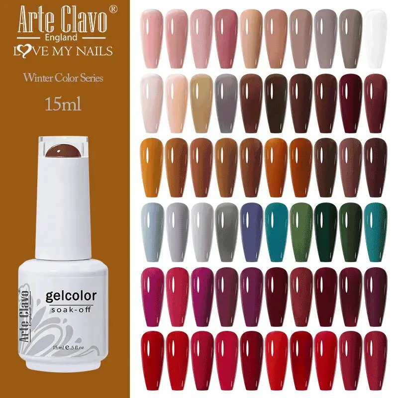 Arte Clavo Autumn Winter Series Jelly Gel Nail Polish 15ml LED Nail Gel Hybrid Varnish Matt Top Base Coat Nail Art Gellak Primer