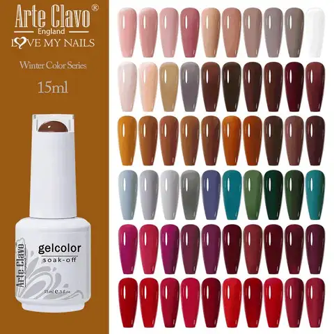 Arte Clavo 가을 겨울 시리즈 젤리 젤 매니큐어 15ml LED 네일 젤 하이브리드 바니시 매트 탑베이스 코트 네일 아트 Gellak 프라이머