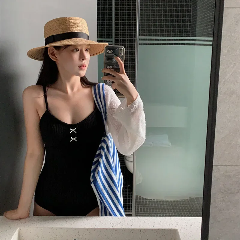 

2024 One Piece Swimsuit Women Swimwear Sexy Black Summer Swimming Suit Korean Monokini Bodysuit Beach Wear Bathing Suit Outdoor