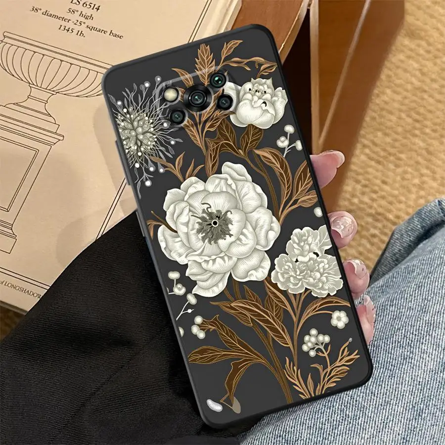 White Silver Lotus Case for Xiaomi Poco F8 F3 X3 X4 X5 X7 Pro C75 C50 F1 C61 M3 M4 M7 M5 Funda Phone Cover C71 view 4