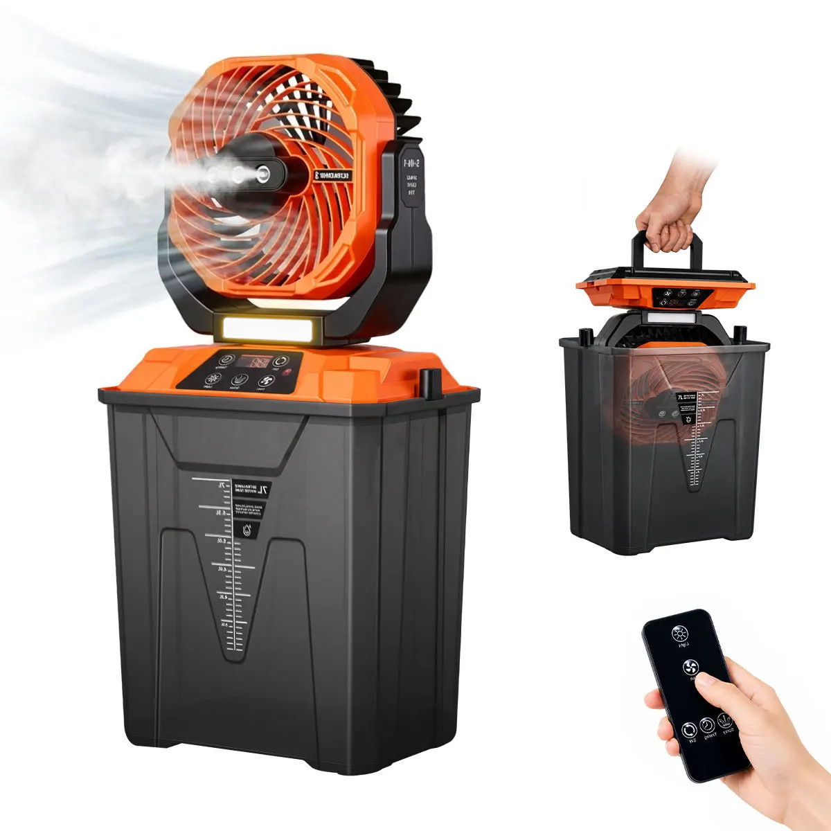 Outdoor Multi-functional Spray Cooling Fan, Shaking Head Long Battery Life Camping Fan with LED Light T30 Fan