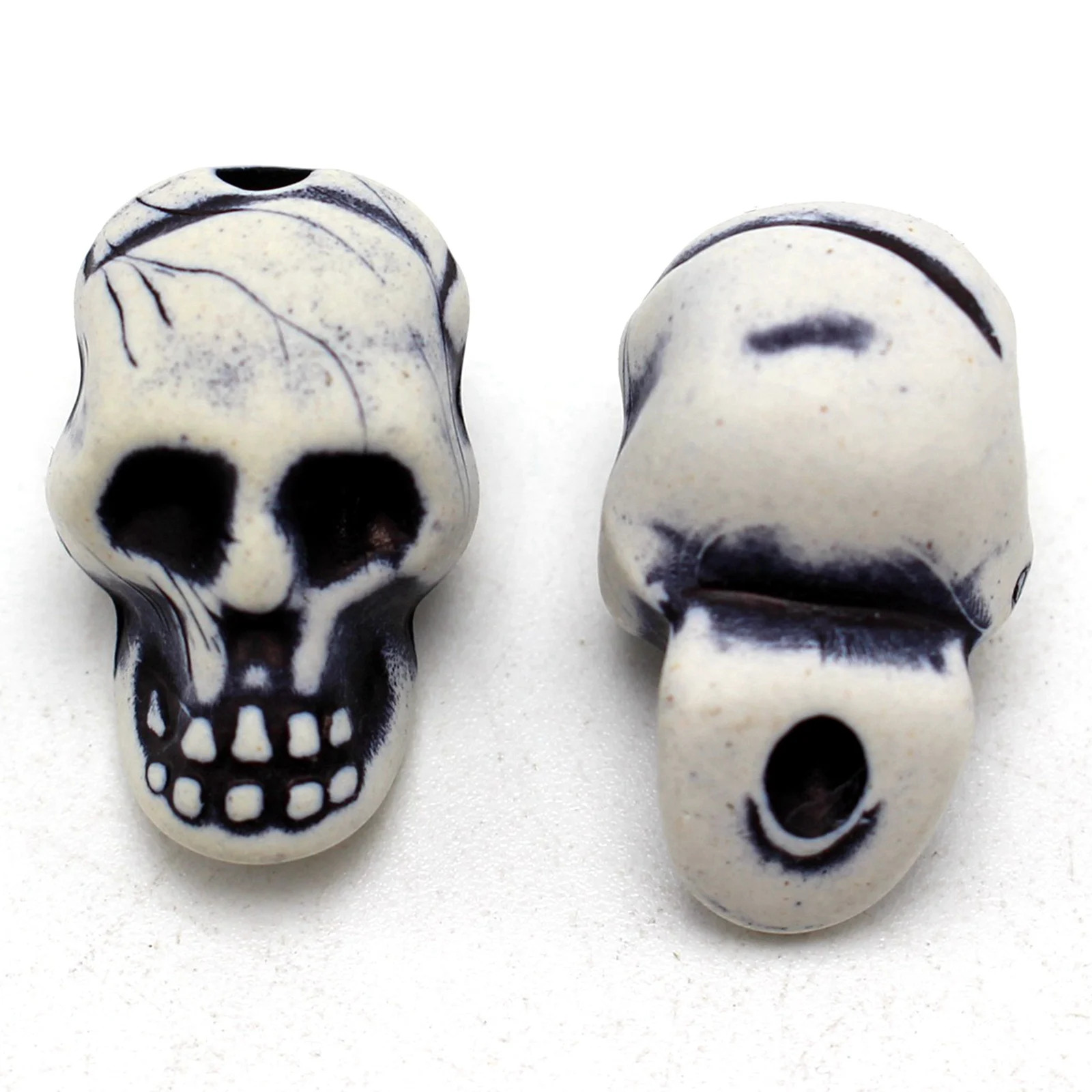 25 White Acrylic Halloween Gothic Skeleton Skull Beads 21X13mm
