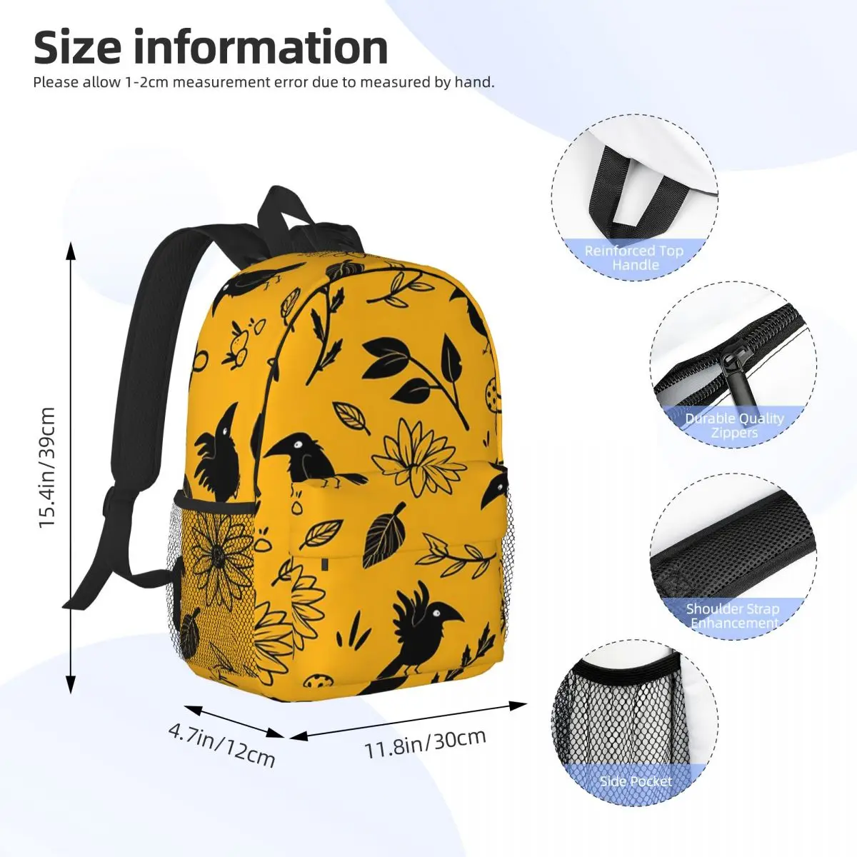 Crows And Foliage Backpacks Teenager Bookbag Fashion Children School Bags Laptop Rucksack Shoulder Bag Large Capacity