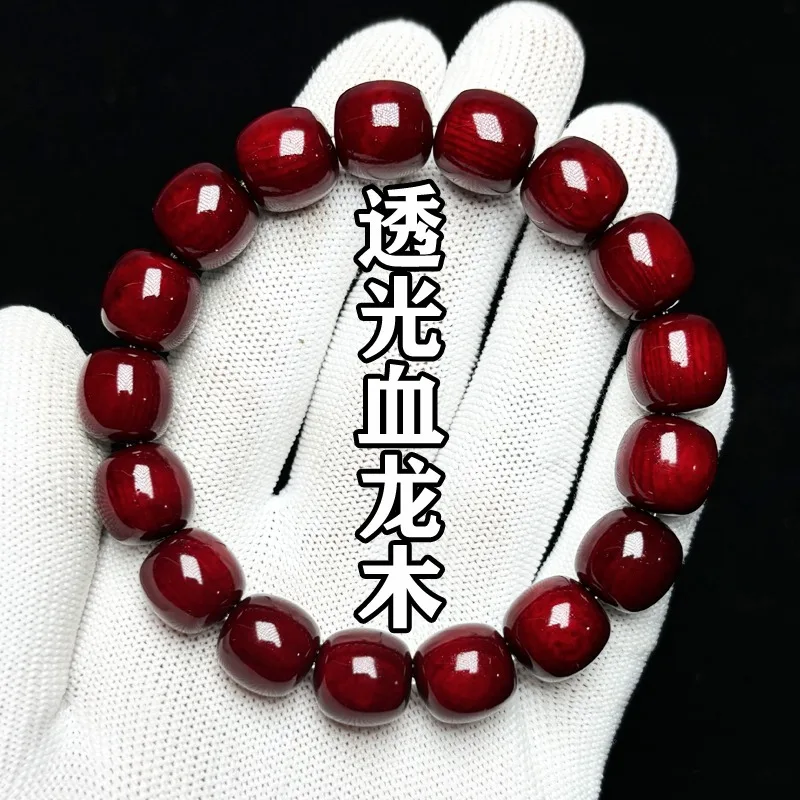 Imperial Grade Bloodwood Amber Wood 2.0 Fully Transparent Natural Beads Hand Polishing Unisex Prayer Bracelet Meditation Gift