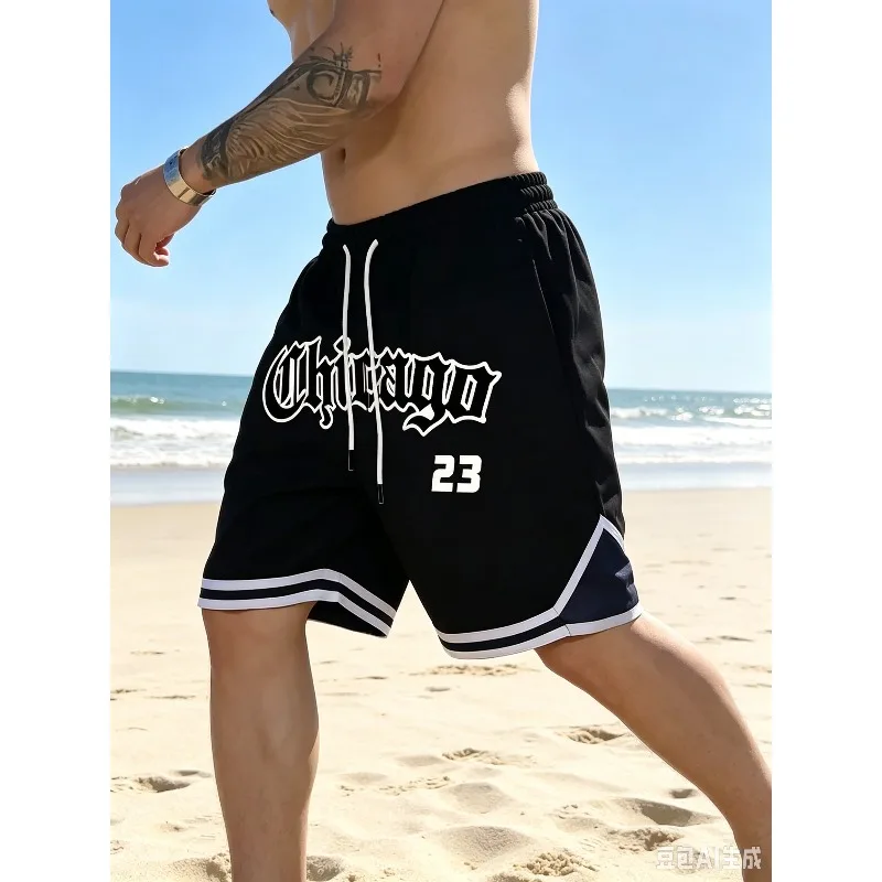 2026 Summer New Product Bestseller Chicago 23 Gothic Script Retro Basketball Shorts Men's Kid Quick Drying Shorts Suitable Y2K