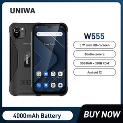 UNIWA W555 4G Cellphone 3G RAM 32G ROM Android 12 5.71inch Smartphone 4000mA NFC MT6761 Quad Core Mobile Phone