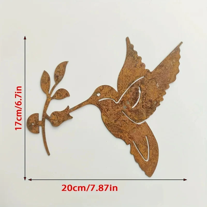 Rustic Vintage Metal Hummingbird Garden Decor Indoor/Outdoor Hanging Art for Yard Patio Table 1pc