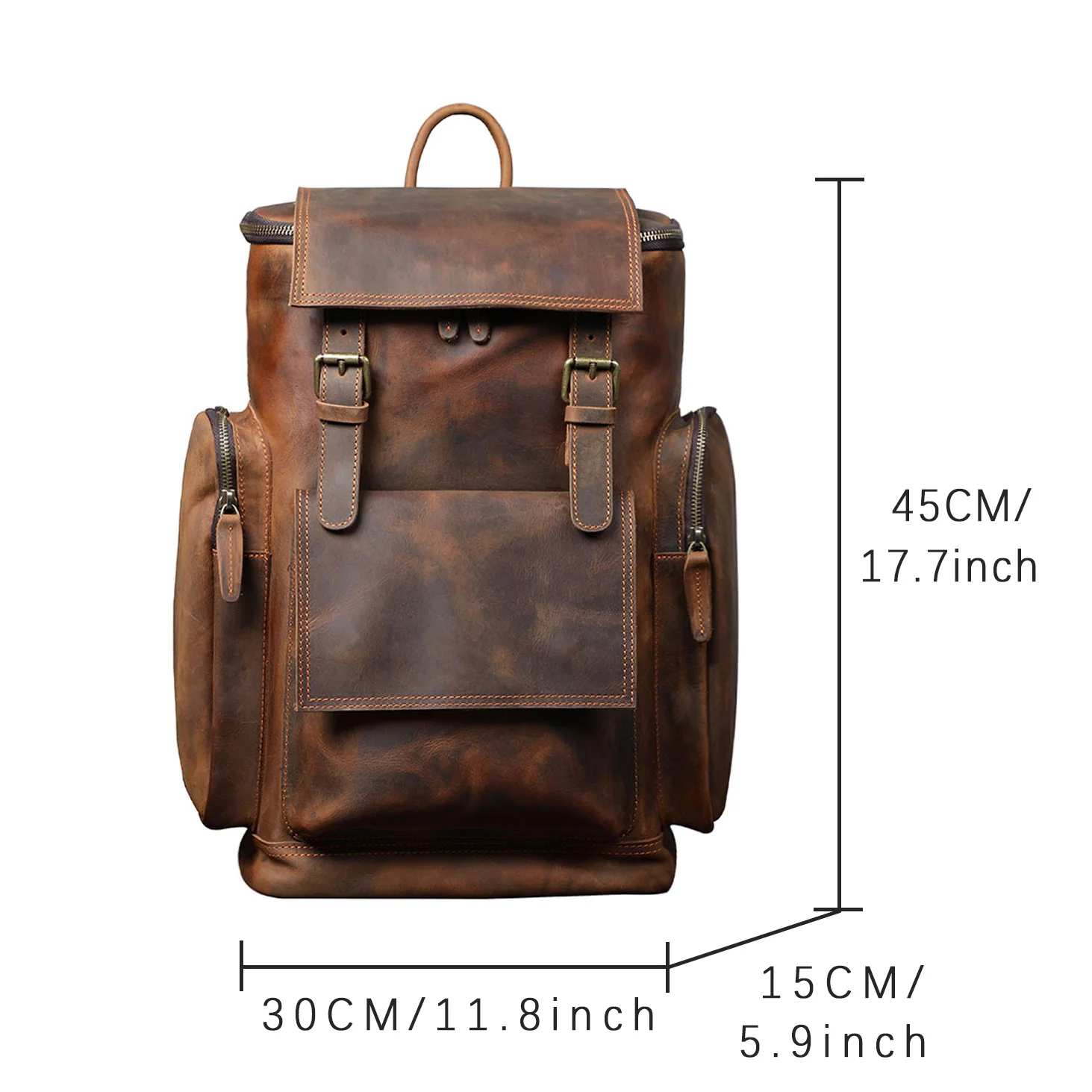 S.WORKER Vintage Echtleder-Rucksack Laptop-Tasche Casual Crazy-Horse-Leder Schultasche Outdoor-Reise-Weekender-Tasche – Detail 3