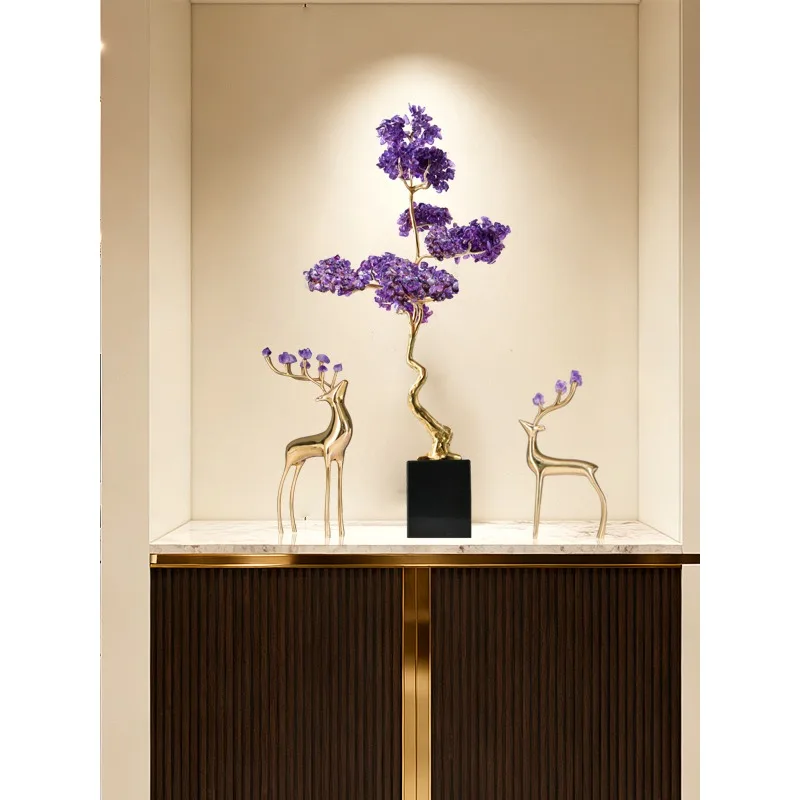 Living room entrance decoration light luxury high-end amethyst fortune tree ornament