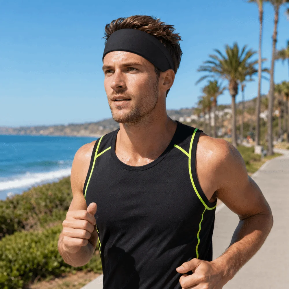 5PCS Durable Non Slip Sports Headband Polyester Spandex Sweat Wicking Hair Band Wide Elastic Workout Headband Cycling
