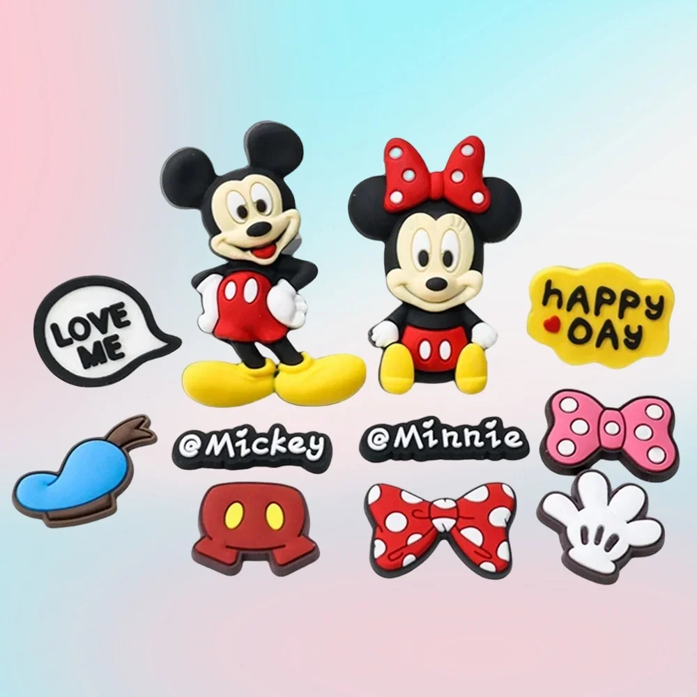 

Miniso Mickey and Minne Kawaii Shoes Accessories Cartoon Hole Shoe Charms Diy 3D Party Accessories For Gift